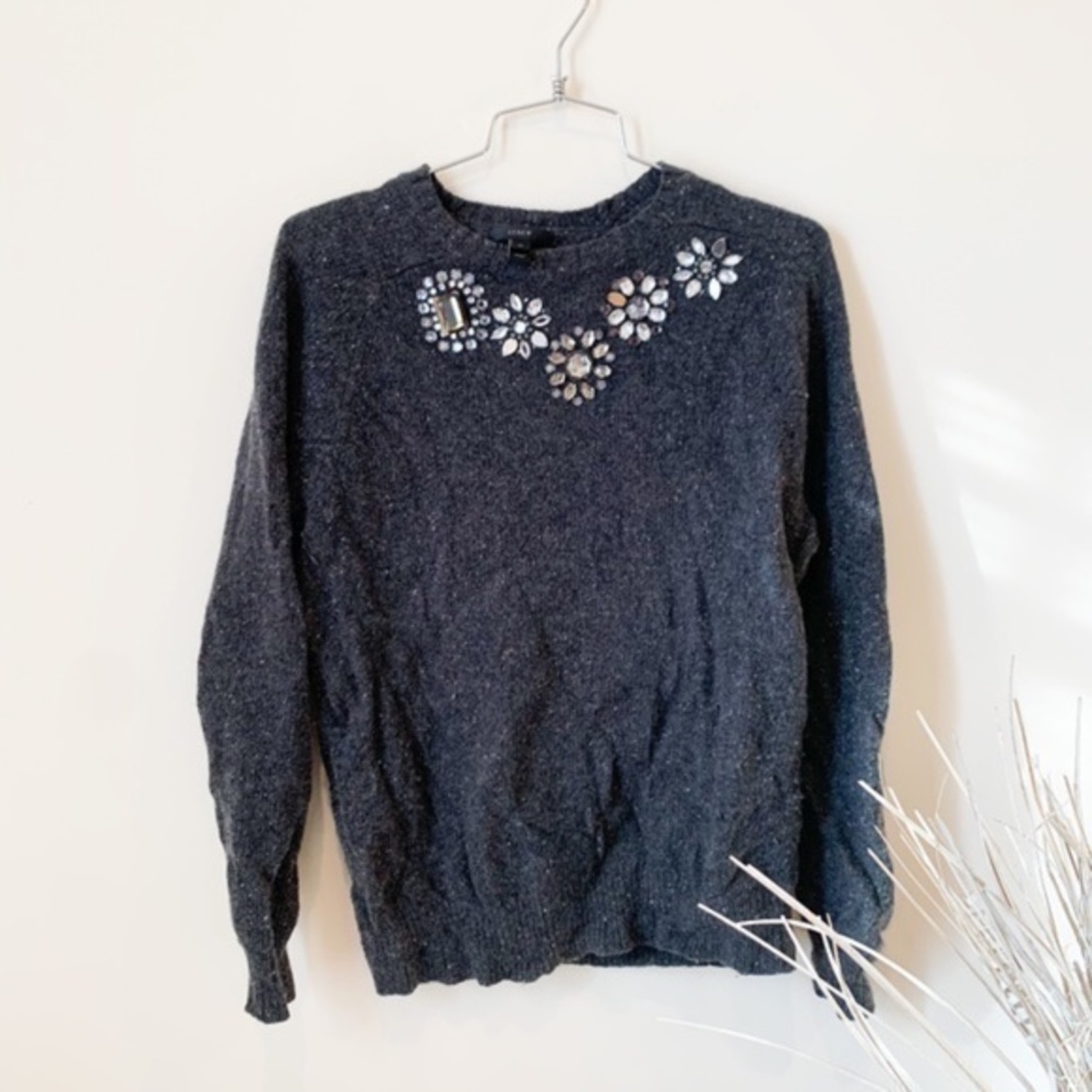 J. Crew Jeweled Grey Sweater sz M
